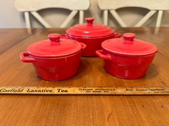 Martha Stewart Collection Red Stoneware Cocottes Set Of 2 Created For Macy's And Larger No Brand