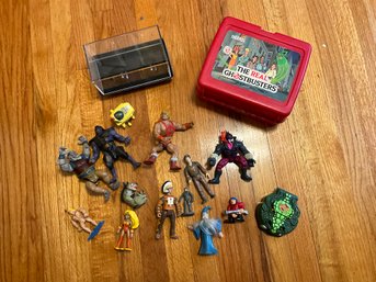 Vintage Ghostbusters Lunchbox And Vintage Toys, Action Figures