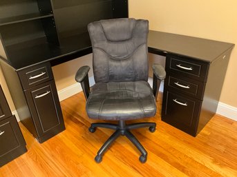 Lane  Suede, And Leather Office Chair, Adjustable Height - Swivel - On Wheels