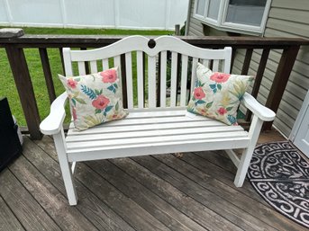 53x37x23 Inch Seaside Casual White Wooden Bench