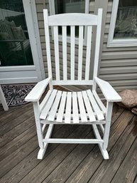 46x27x36 Inch Decor Therapy Oversized White Wood Frame Rocking Chair With Slat Seat