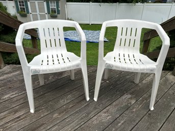 Pair Of Festival 1010 White Plastic Outdoor Chairs