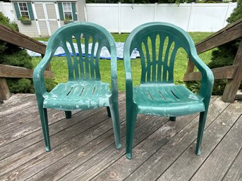 Set Of Two Green Outdoor Plastic