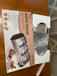 New In Box MegaChef Buffet Server Food Warmer With 3 Removable Sectional Trays Heated Portable