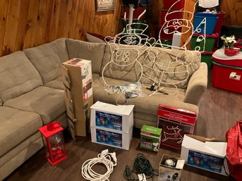 Lot Of Outdoor Christmas Decor With Storage Bag And Two Heavy Duty Extension Cords