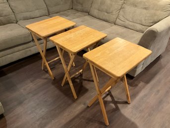 3 Wood Folding Snack Tables TV Tables