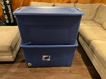 2 Large Storage Totes Sterilite 45 Gallon Storage Bin Totes On Wheels Latch Close Top