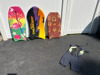 Ladladies Size 10 Wetsuit Plus Goggles, Two Boogie Boards, One Snow Boogie Board