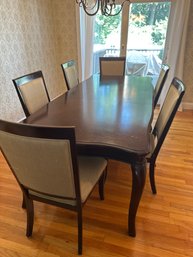 Formal Mahogany Dining Table With Leaf  6 Upholstered Chairs