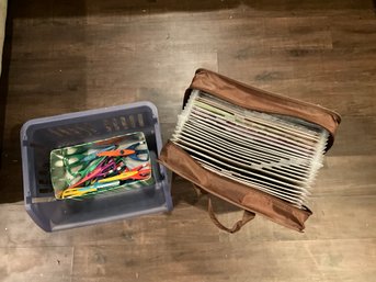 Nice Big Lot Of Crafting Paper And Carrying Case Plus Crafting Scissors