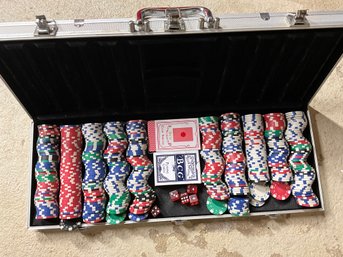 Poker Set In Metal Case Cards, Dice Poker Chips