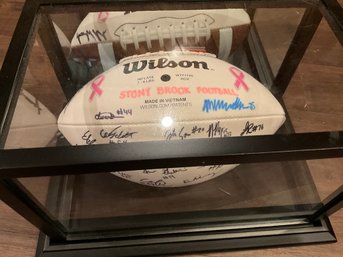 Wilson Stony Brook Breast Cancer Autographed NCAA Football In Case