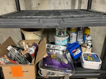 Shelf Lot Of Painting Supplies, See Photos