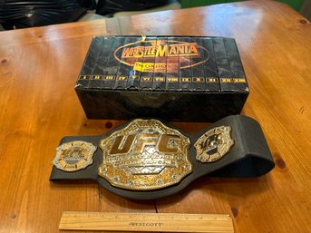 WWF WRESTLEMANIA WRESTLE MANIA THE COLLECTION 1985-1997 VHS WRESTLING BOX SET PLUS UFC BELT