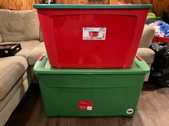 2 Large Storage Bins Storage Totes 40 Gallon And Wheeled 45 Gallon Storage Solutions