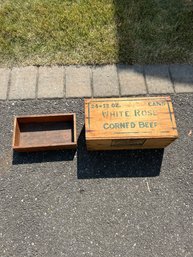 Two Vintage Wood Boxes Great For Decoration Or To Use