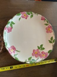 Two Great Pieces Cut Glass Clamshell Heavy Bowl And Franciscan Earthenware Rose Serving Platter Both Beautiful