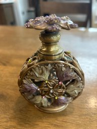 4 Inch By 3 Inch Floral Metal Perfume Holder In Beautiful Condition