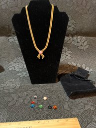 Joan Rivers Classic Slide Gold Flat Snake Necklace Interchangeable Cabochon Pendant