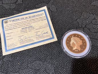National Collectors Mint 1877 $50 Half Union Tribute Proof & Certificate Of Authenticity