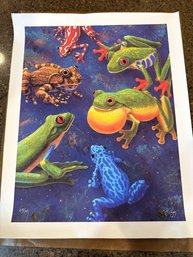 18x22 Charles Lynn Bragg Hand Signed Limited Edition Giclee On Canvas 6 Frogs Numbered 24/100