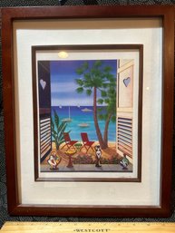 Fanch Ledan Signed Framed Matted Serio Lithograph Volets Caraibes