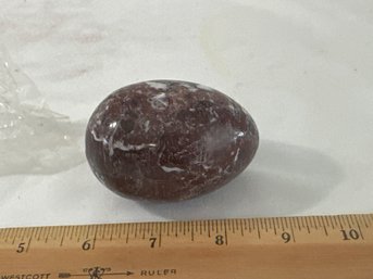 Vintage Natural Marble Polished Stone Egg Made In Mexico