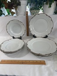 Hutschenreuther Gibbs Revere Platinum Fine China Set 4 Dinner Plates And Salad/dessert Plates Scalloped Trim