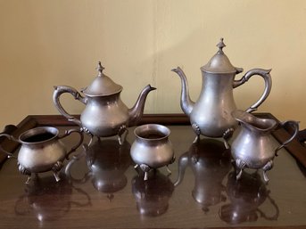 5 Piece Silver Plate Tea Coffee Set Unmarked