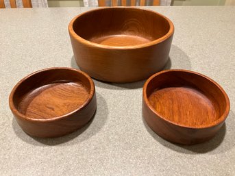 3 Teak Wood Bowls