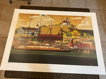 Seaport By Herb Fillmore Pencil Signed And Numbered Offset Lithograph With COA