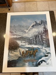 22x27 PAT BAKER Elk Creek Crossing Signed Numbered 279/500 Limited Edition Offset Lithograph