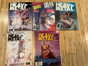 Lot Of 5 1985 Heavy Metal Magazines February March, April, October, August