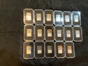 Lot Of 17 USCG 1/4 Troy Ounce .999 Fine Silver BARS In Cases  - Over 4 Oz