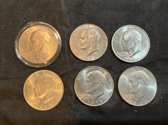 Lot Of 6 Mixed Dates Eisenhower Ike $1 One Dollar Coins Including Bicentennial 1971 1973 1974