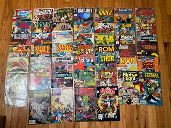 Lot Of 45 Vintage Comics Books All Marvel Comics  Daredevil GhostRider  X Force, Hulk Black Panther And More