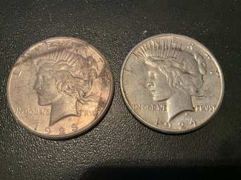 1923 S And 1924 S Peace Silver Dollars