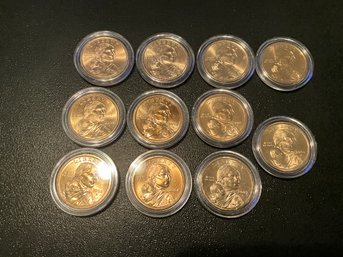 Lot Of 11 Sacagawea Native American Dollar $1 Gold Coins