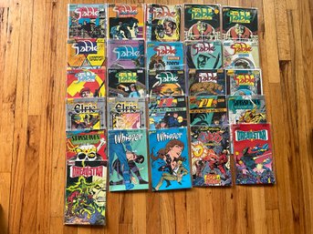 Lot Of 26 Vintage First Comics Comic Books Sable Elric The PIs Starslayer Whisper Chaos Dreadstar