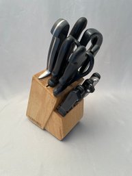 Farberware And Other Brand Knife Set Including Carving Fork And Kitchen Shears Scissors