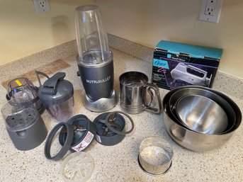 Magic Bullet Nutri Bullet Blender Juicer And Accessories With 5 Mixing Bowls And Oster Hand Mixer