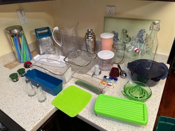 Lot Of Kitchen Items Pitcher Cutting Board Cheese Grater