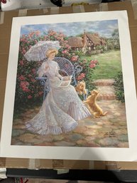 Rose Garden By Lee Dubin Limited Edition Lithograph 28x24 In Hand Signed And Numbered By Artist