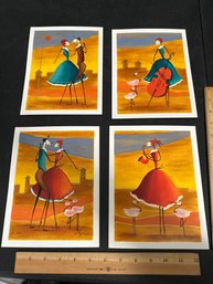 Set Of 4 Esther Myatlov Serigraphs Arabian Nights Whispering Dance Saxophone Girl Among The Shadows Signed