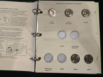 11 Susan B Anthony Silver Dollars US Coins In Collectors Book