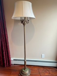 Vintage Antique Iron And Green Jade Torchiere Floor Lamp, 4 Bulbs