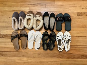 Lot Of Ladies, Assorted Shoes And Slippers, Size 6 To 8