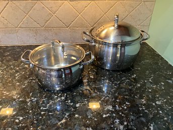 Belgique Stainless Steel Straining Pasta Pot 6 Qt. Plus 3 Qt Pot With Lid