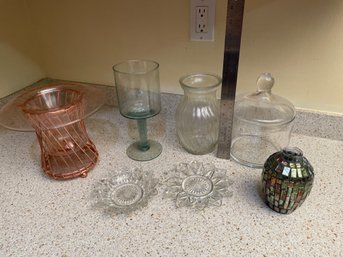 Decorative Glass & Metal Vases Jars And Ashtrays
