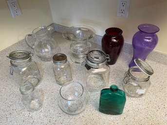 Glass Mason Jars Colored Vases Pitcher Bintage Bottle